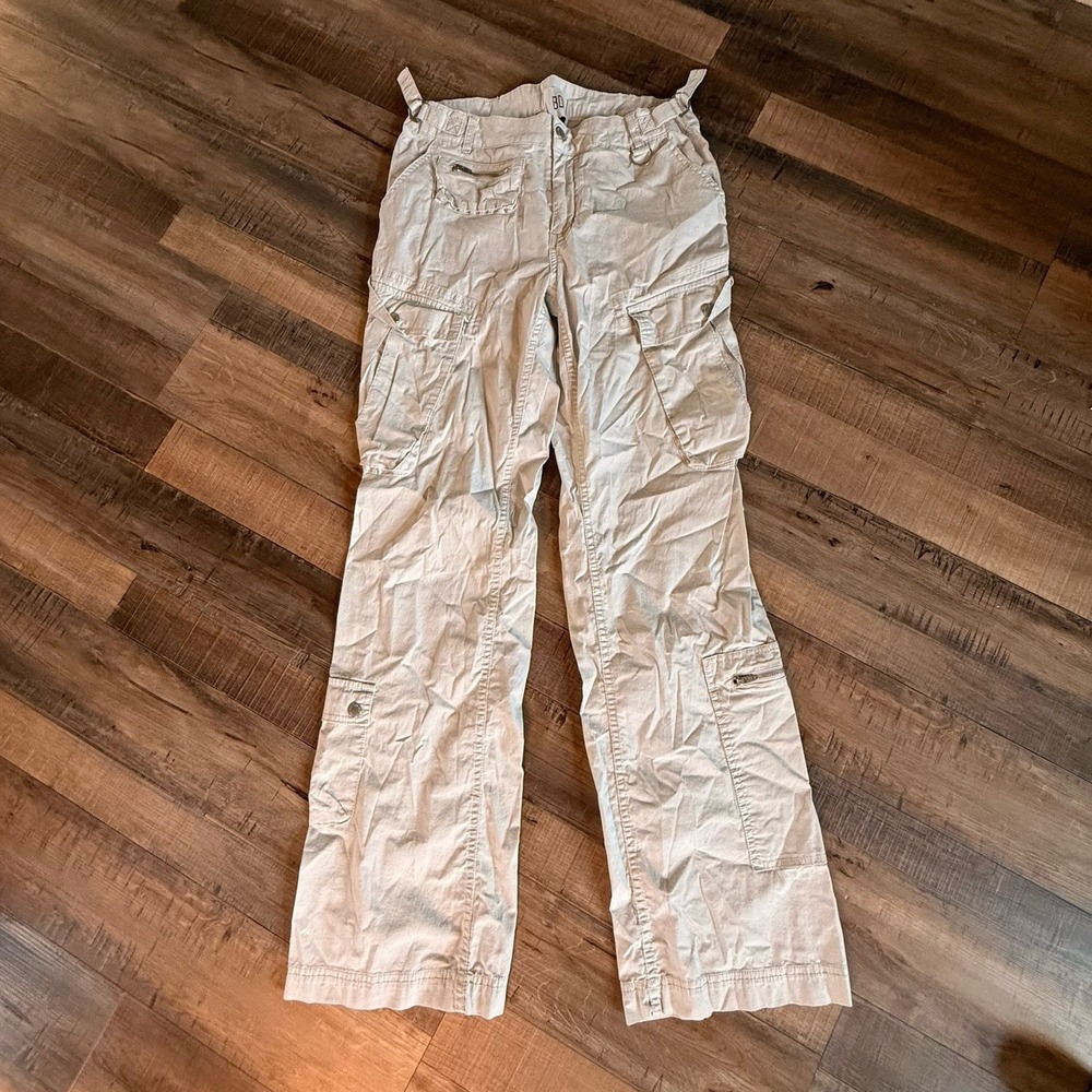BDG Urban Outfitters Wide Leg Dropped Cargo Pants Women's Beige Sz 6 Adjustable